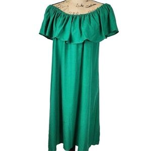 Catherine Malandrino Emerald Green Off Shoulder Summer Party Dress Size …